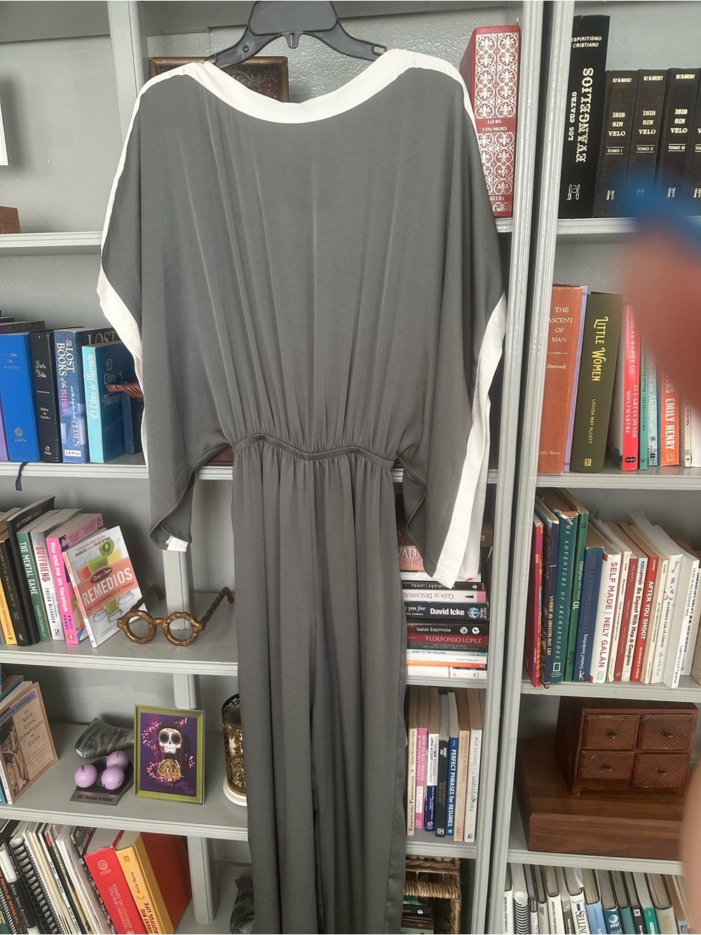 Tyche Grey Maxi Dress with White Trim